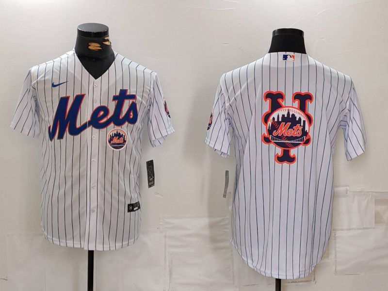 Men New York Mets Blank White Stripe Game 2024 Nike MLB Jersey style 4->new york mets->MLB Jersey